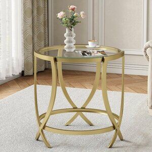 Asya Round Tempered Glass Table